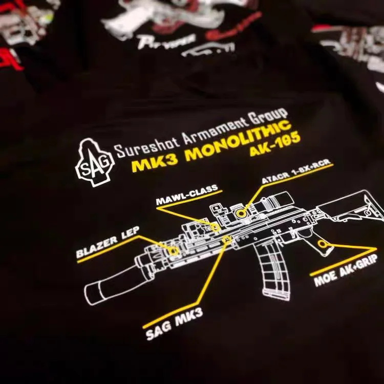 Camiseta táctica de algodón de manga corta con estampado militar - imagen 3
