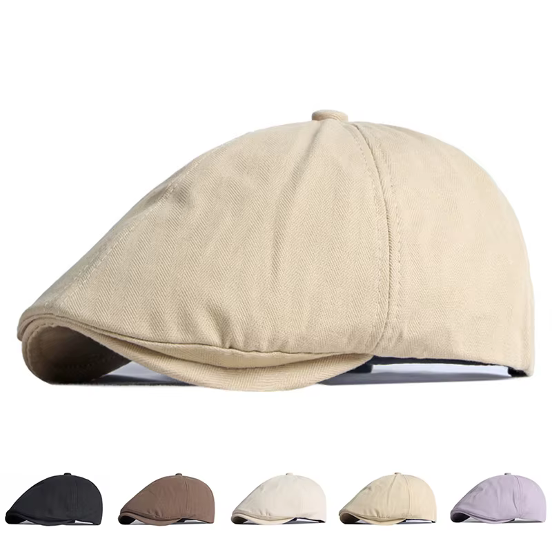 Gorra newsboy octogonal de detective plana ajustable color sólido