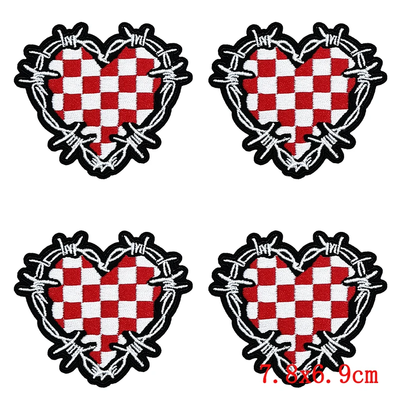 Parches bordados termoadhesivos – ajedrez, corazón, lazo, rayo - imagen 3