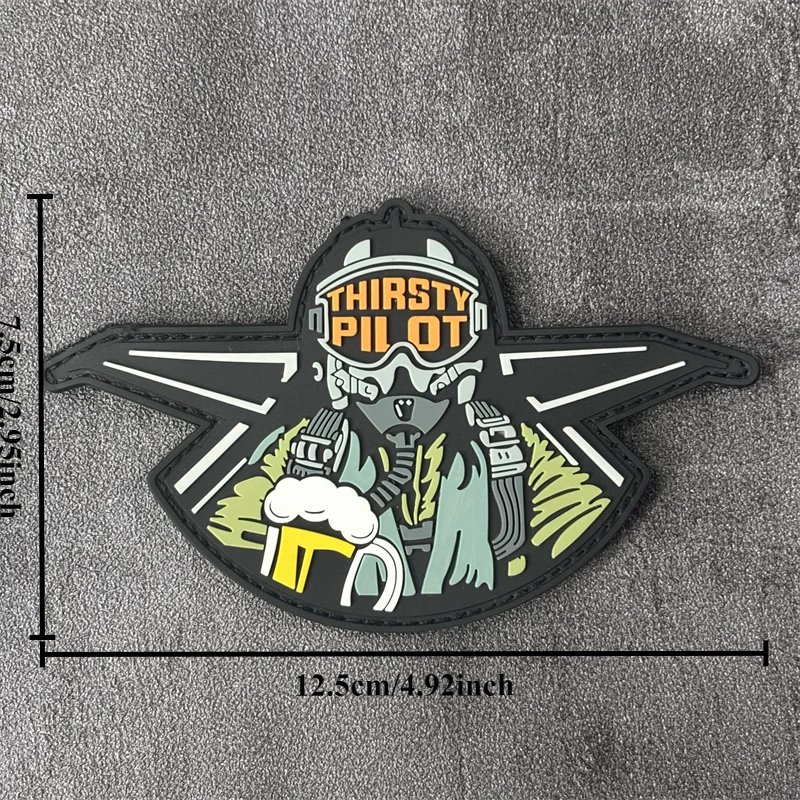 Thirsty Pilot Air Force Parche PVC 3D - Insignia táctica