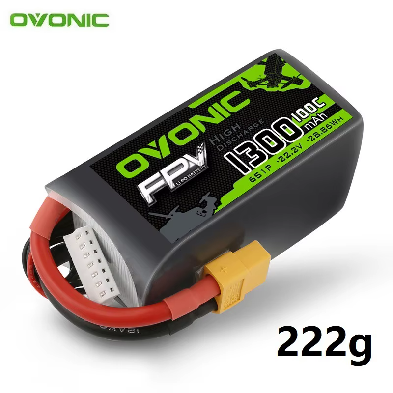 Batería Lipo OVONIC 1300mAh 100C 22,2V con conector XT60