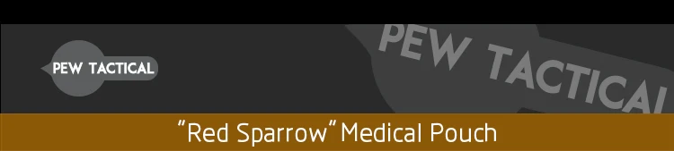 Vista frontal de la bolsa médica Red Sparrow con sistema molle visible
