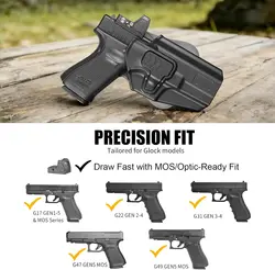 Funda OWB Glock Level II con retención ajustable por índice, diestro