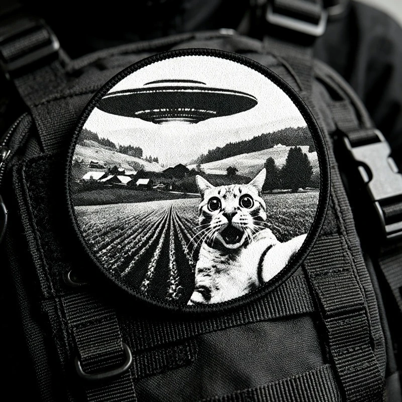 Parche táctico velcro gato OVNI – Insignia moral para MOLLE y ropa - imagen 2