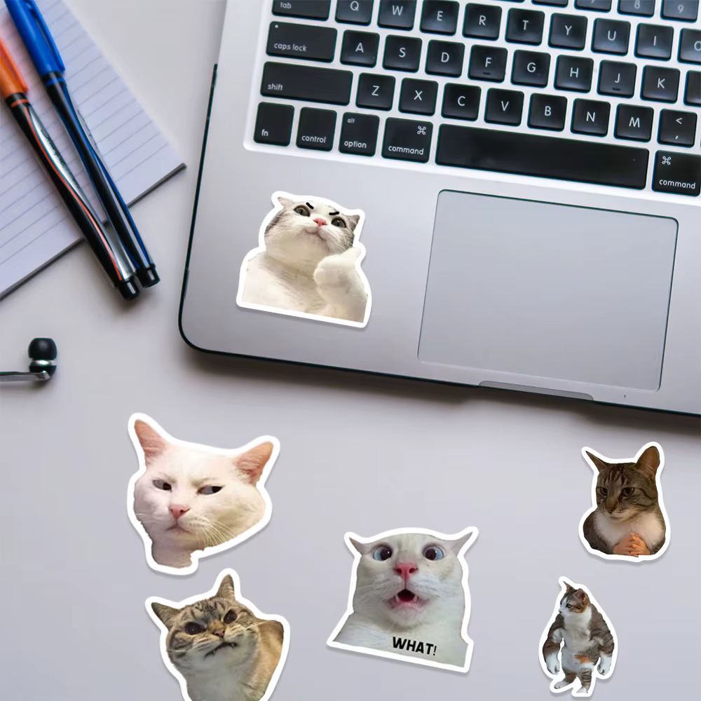 Pegatinas gato meme decorativas para cuaderno y portátil – Infantil - imagen 5
