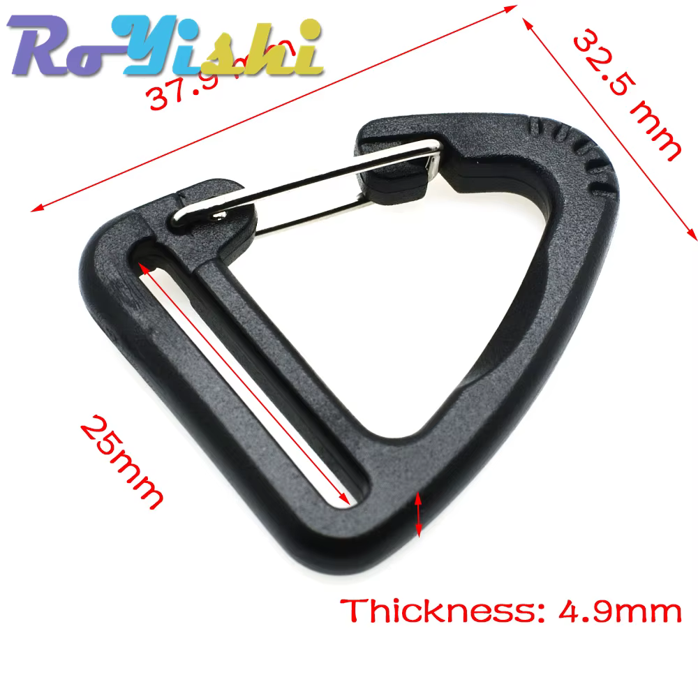 Gancho mosquetón plástico 25mm para mochila y llavero táctico