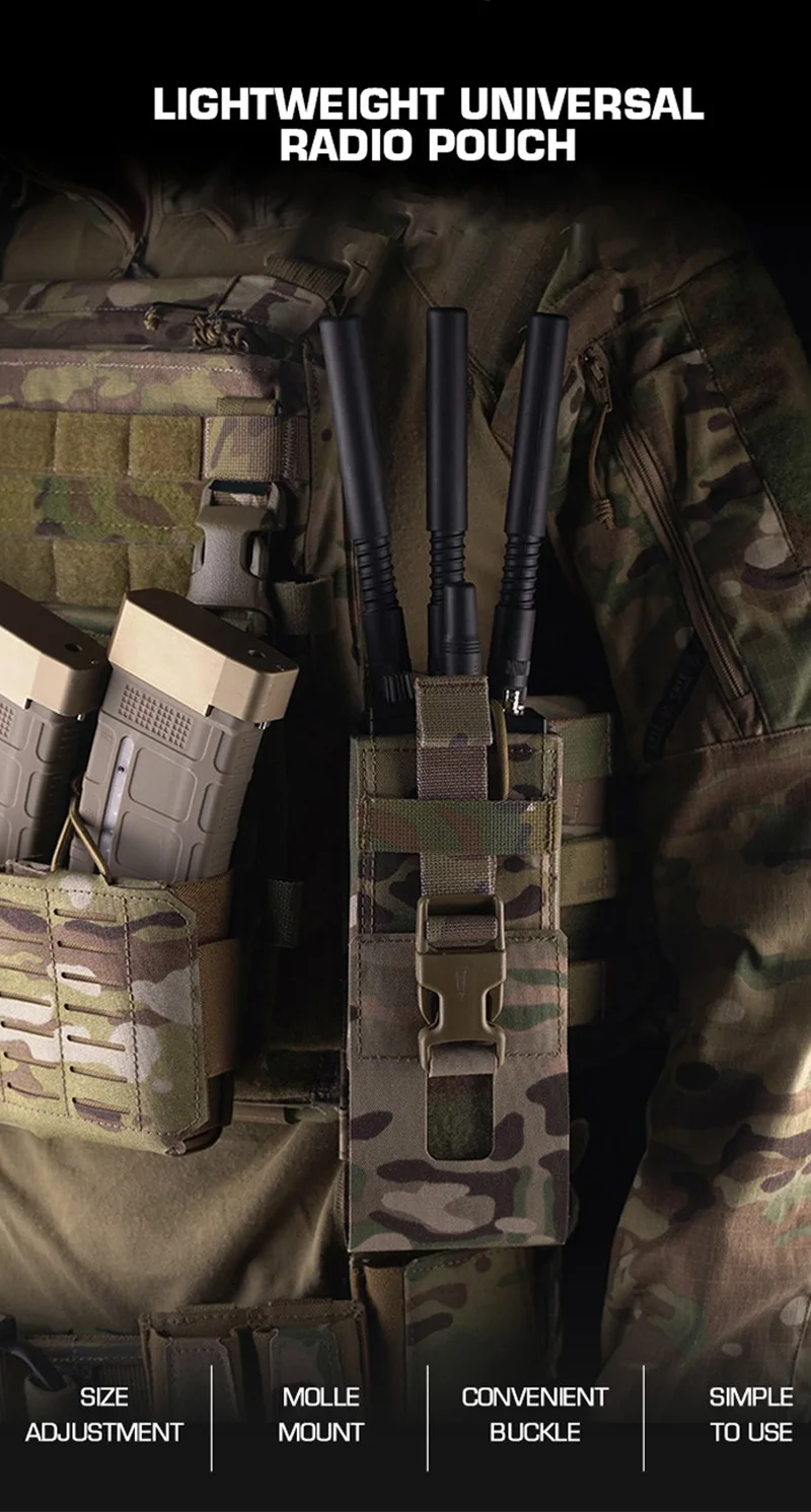 Bolsa táctica para radio en color negro con sistema MOLLE