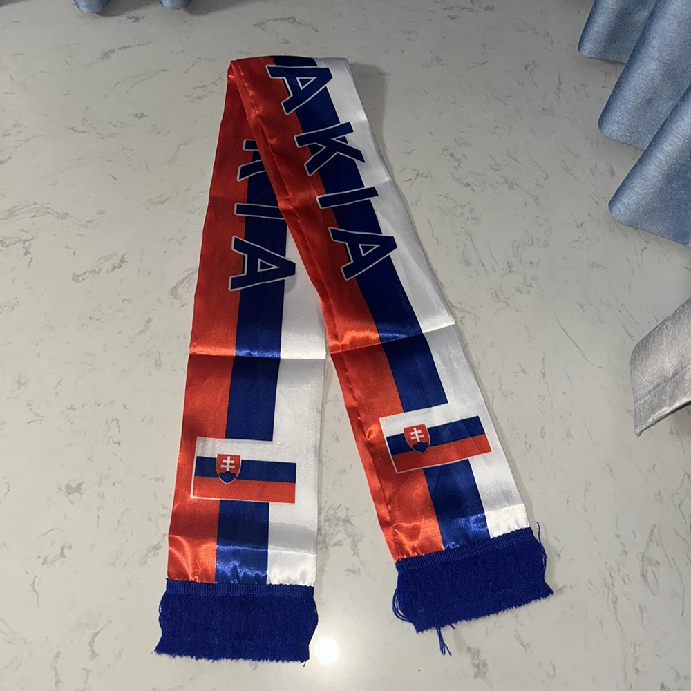 Bufanda bandera Eslovaquia satén doble cara con borlas - imagen 5