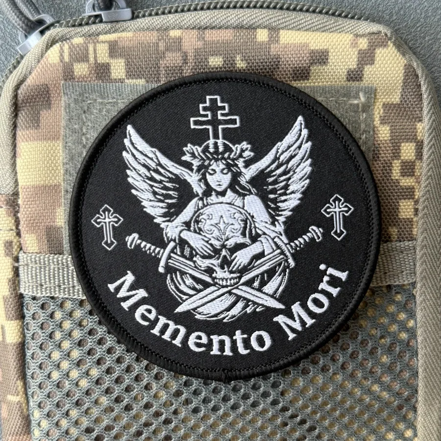 Parche táctico calavera ángel espada cruzada velcro Memento Mori - imagen 5