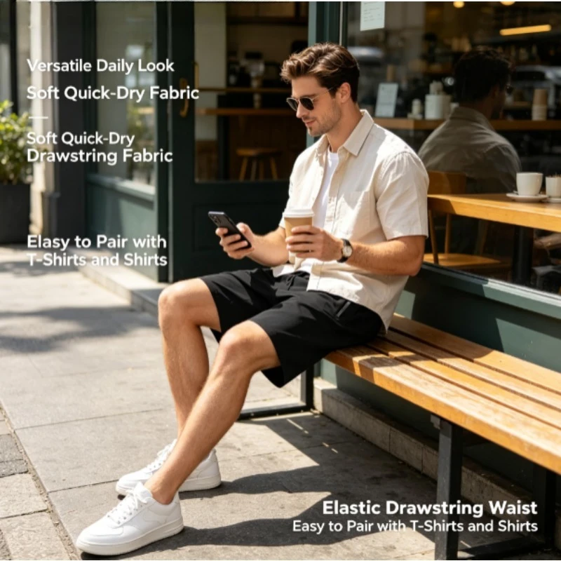 Conjunto Camiseta y Bermudas Secado Rápido para Hombre Talla Grande - imagen 4