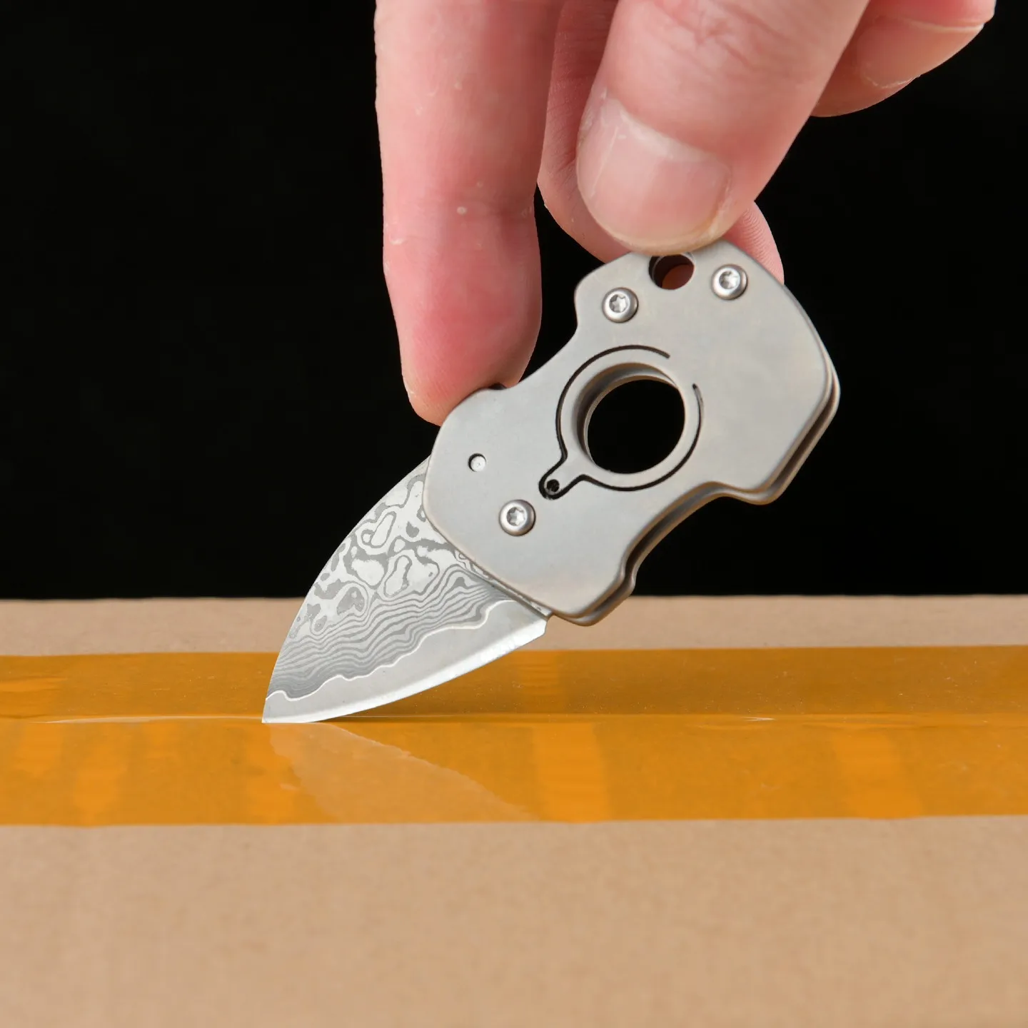 Cuchillo Frutas Plegable Clavillo Damasco Titanio – EDC Camping y Cocina - imagen 3
