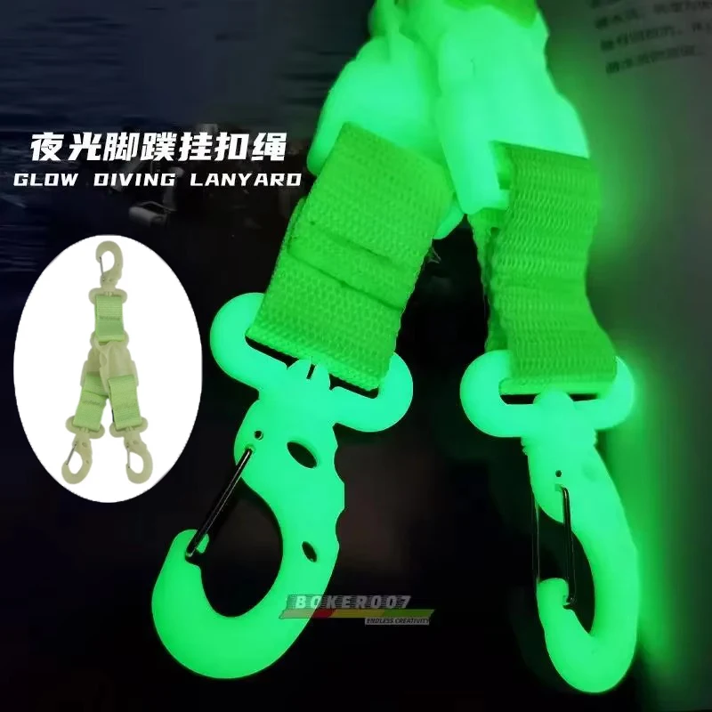 Cuerda de seguridad de buceo luminiscente con gancho para aletas