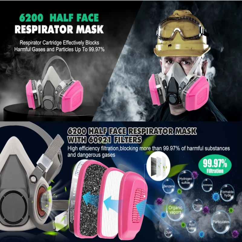 Media mascarilla con gafas filtro para vapores orgánicos - imagen 3
