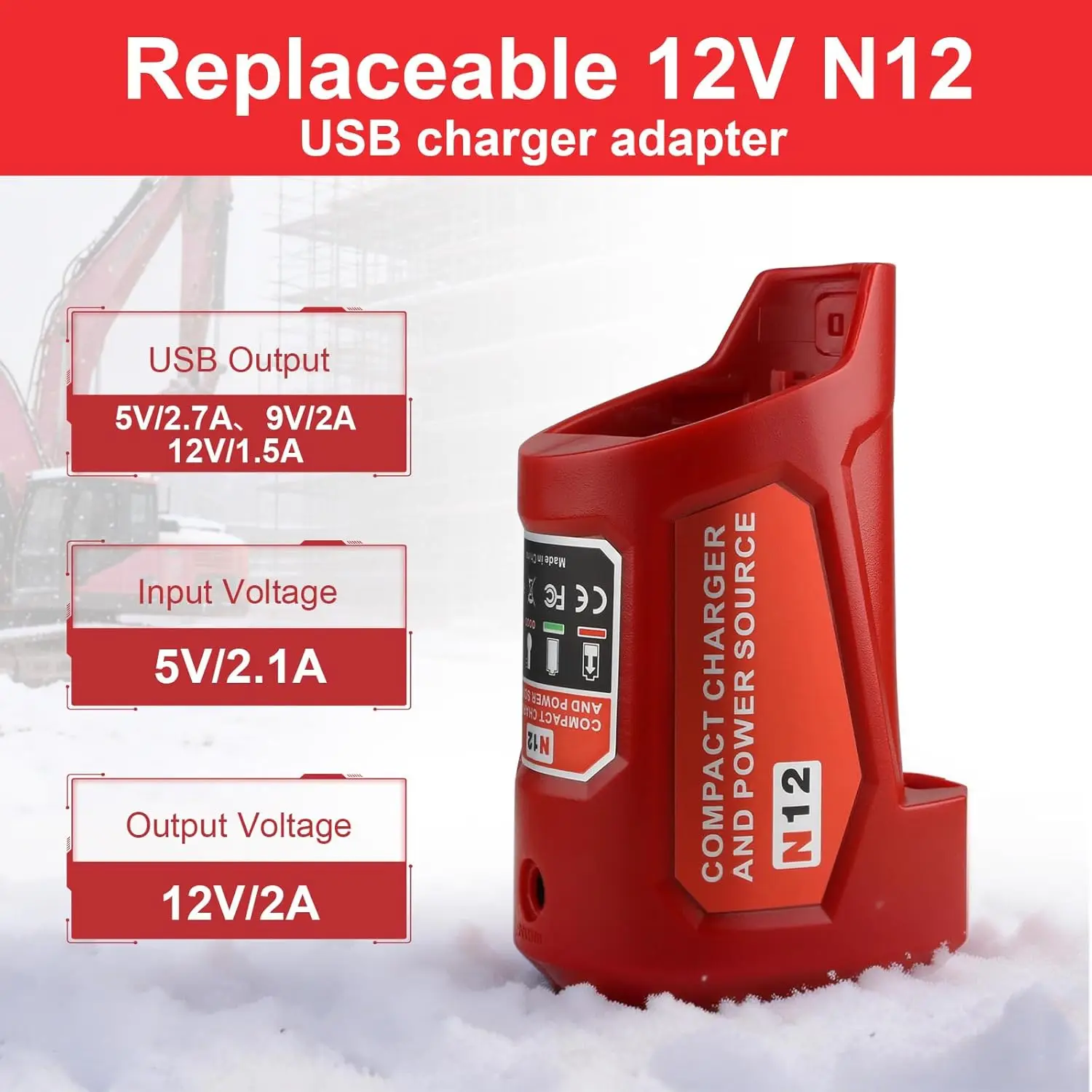 Milwaukee M12 adaptador de corriente para batería cargador USB - imagen 4