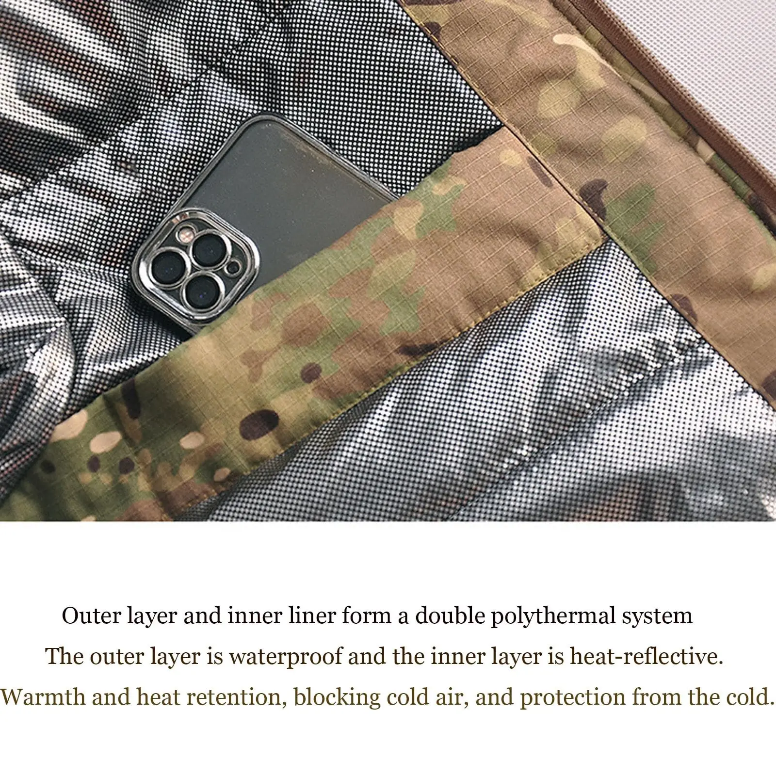 Conjunto táctico impermeable camuflaje cortavientos lana aislante - imagen 5