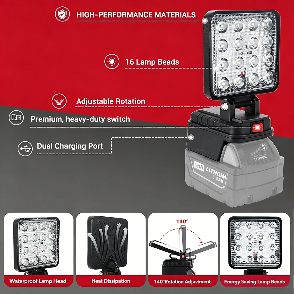Milwaukee M18 linterna LED foco portátil inalámbrica para exterior