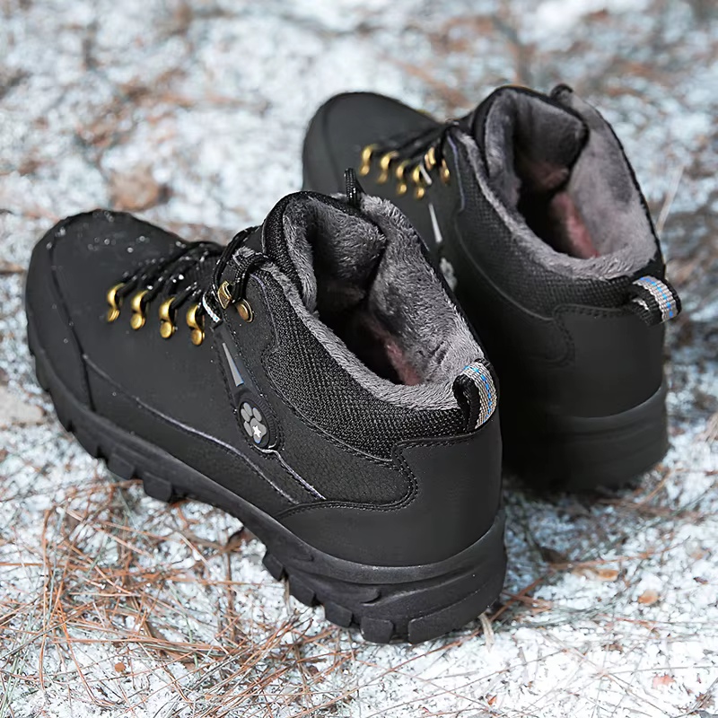 HIKEUP Botines tácticos invierno – Cuero negro transpirable seguridad - imagen 4