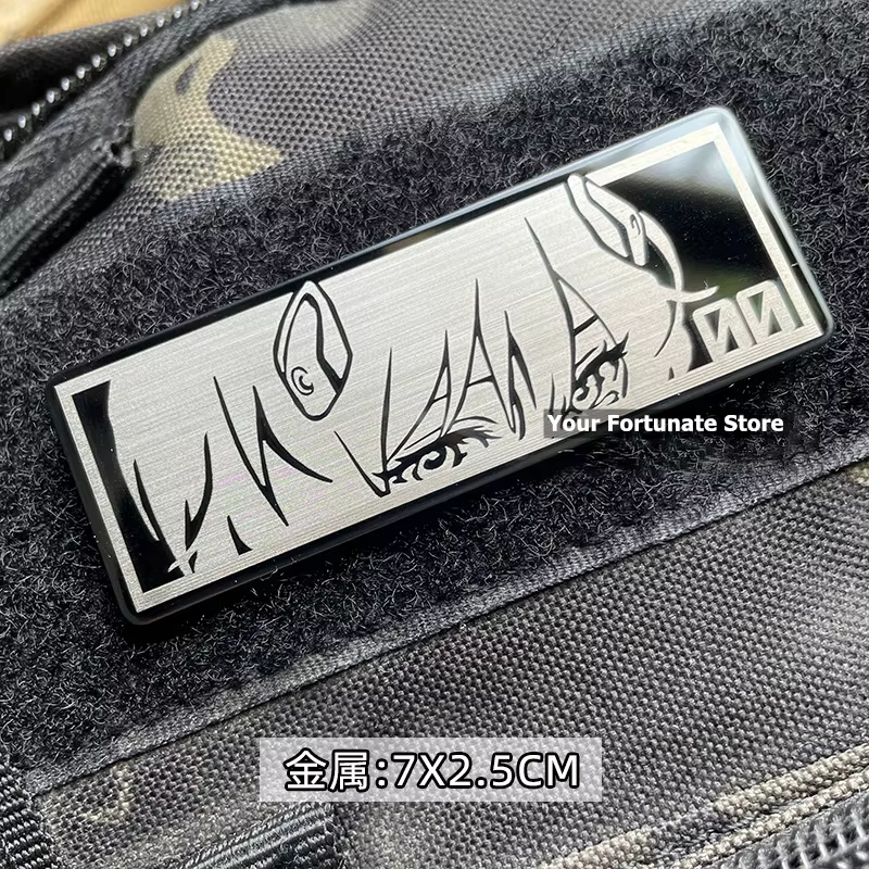 Parche metálico anime – insignia táctica ojos de guerrero para ropa - imagen 3