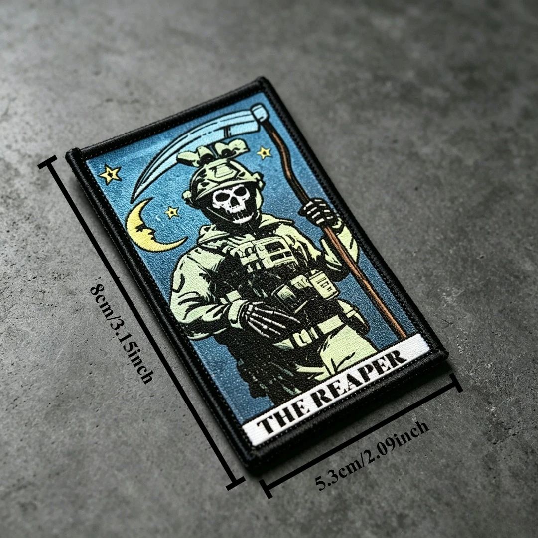Ceñido Mentado Parche táctico calavera estilo Tarot con velcro - imagen 4