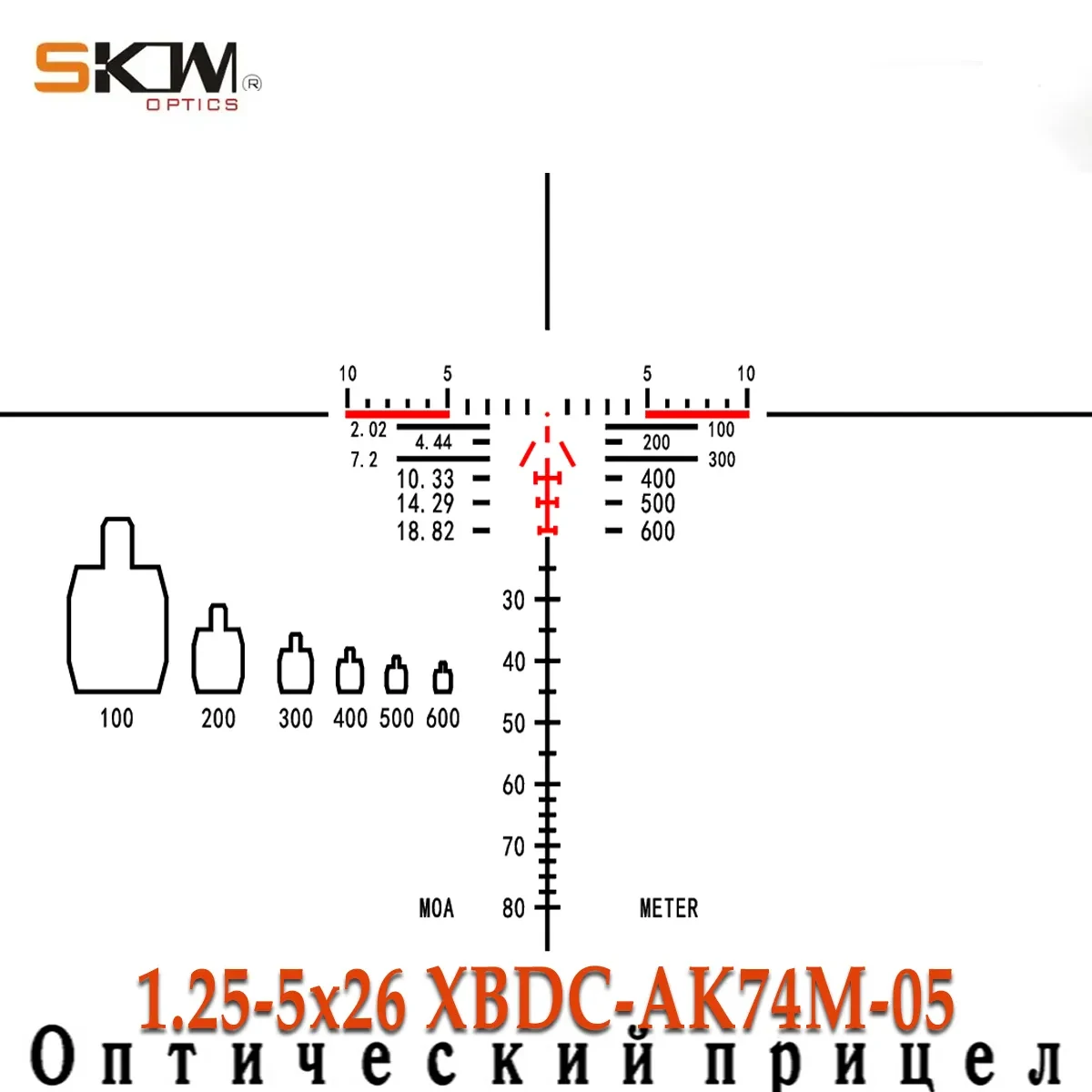 Mira telescópica SKWoptics 1.25-5x26 30mm BDC jauría