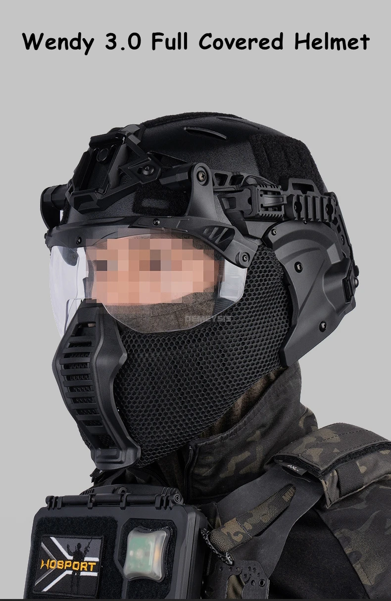 Casco táctico modular con cobertura total