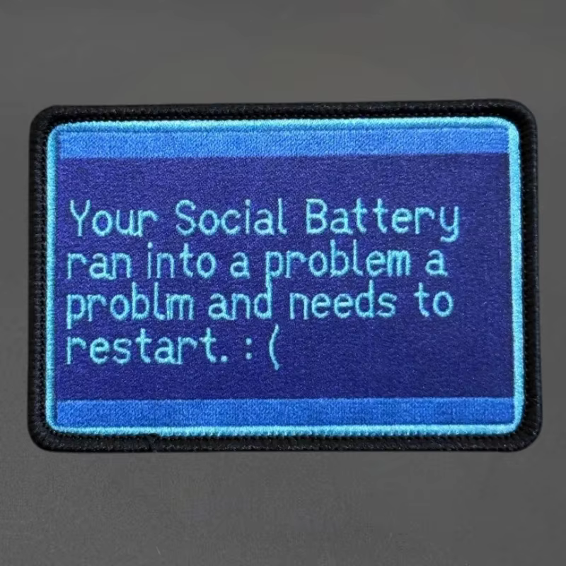 Parche táctico error de pantalla azul batería social, gancho y bucle - imagen 5