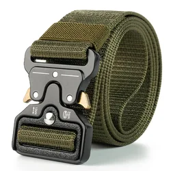 Cinturón táctico de lona con hebilla multifunción para hombre