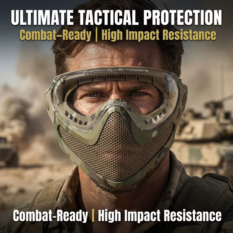 Máscara táctica de malla acero para rostro completo paintball - imagen 3