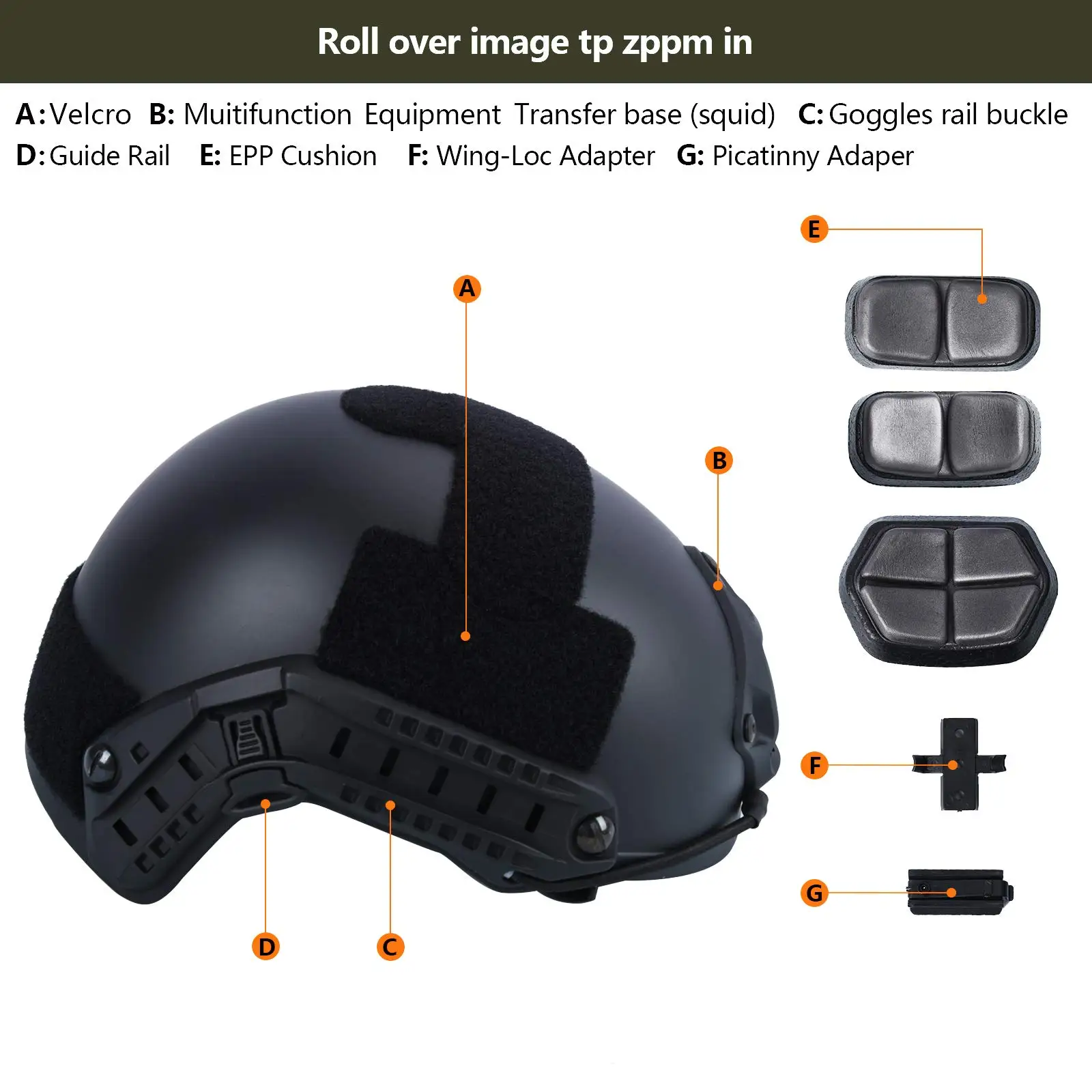 BOOIU MH Base ABS Casco táctico con rieles laterales Airsoft - imagen 2