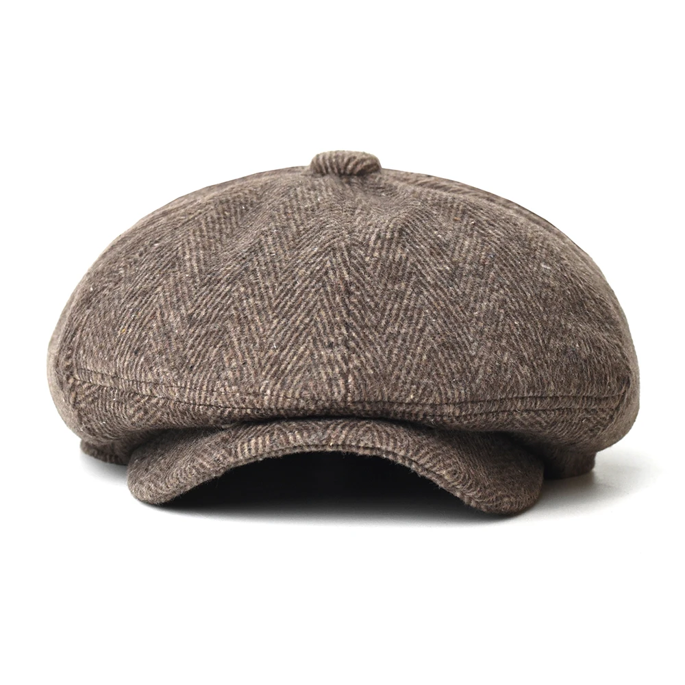 Gorra estilo Gatsby vintage de espiga con visera plana cálida - imagen 3