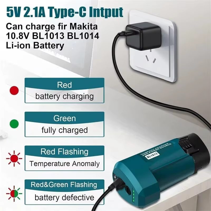 Makita cargador USB Tipo-C iones de litio para chaquetas calefactables - imagen 4