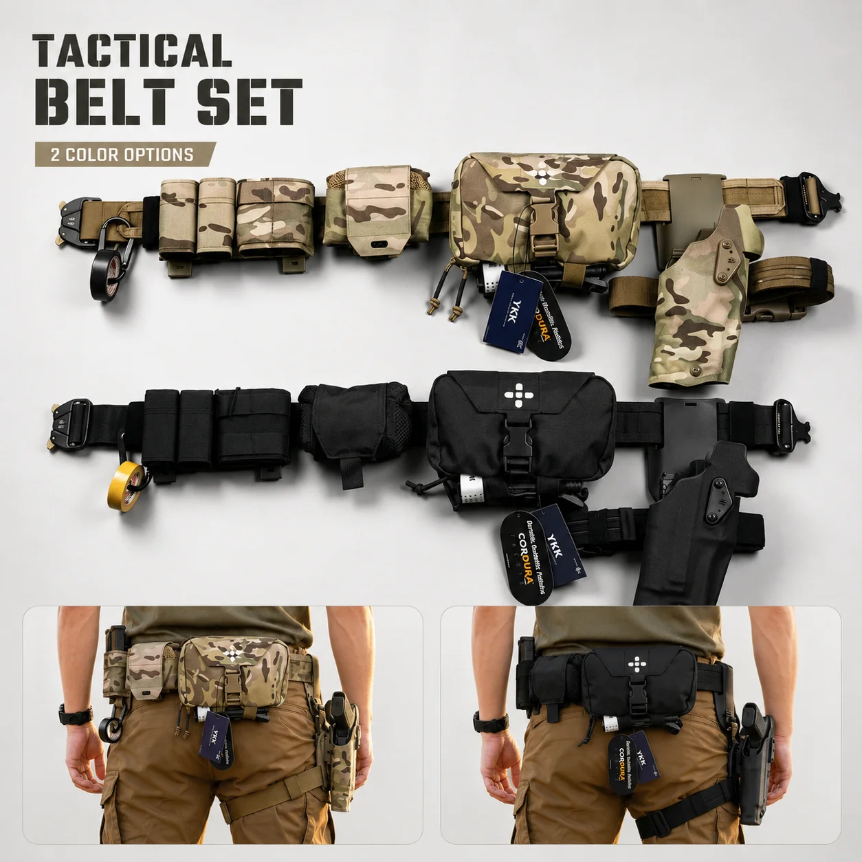 Cinturón táctico MOLLE con funda y correas – Airsoft, caza y outdoor - imagen 2