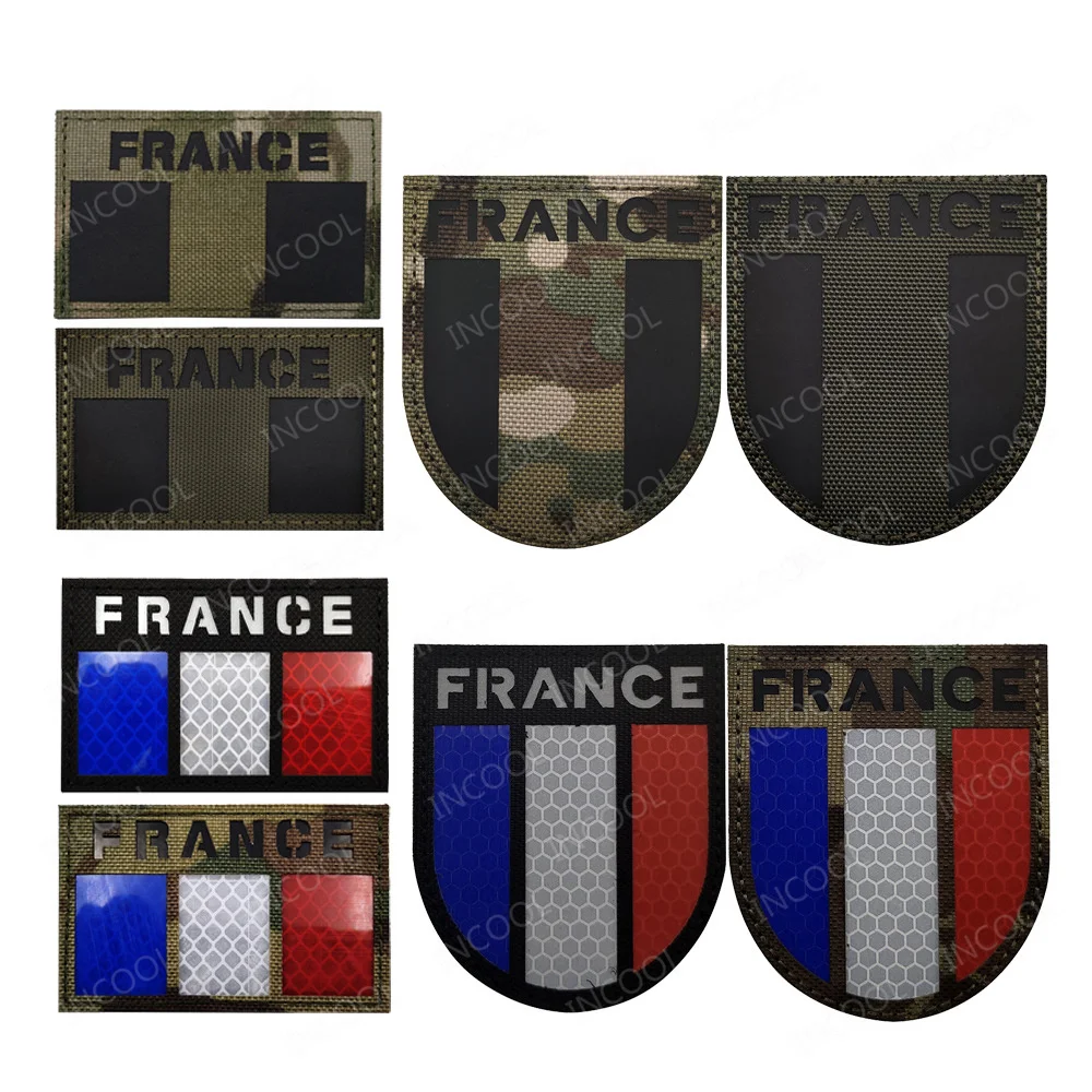 Parche táctico Francia bordado reflectante IR para mochilas y chalecos