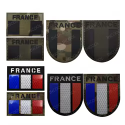 Parche táctico Francia bordado reflectante IR para mochilas y chalecos