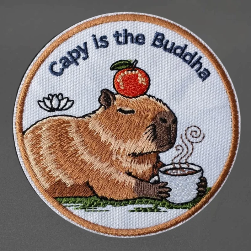 Parche táctico bordado Capy Is The Buddha con velcro para ropa - imagen 5