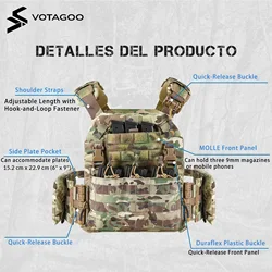 VOTAGOO Plate Carrier airsoft táctico transpirable tipo chaleco