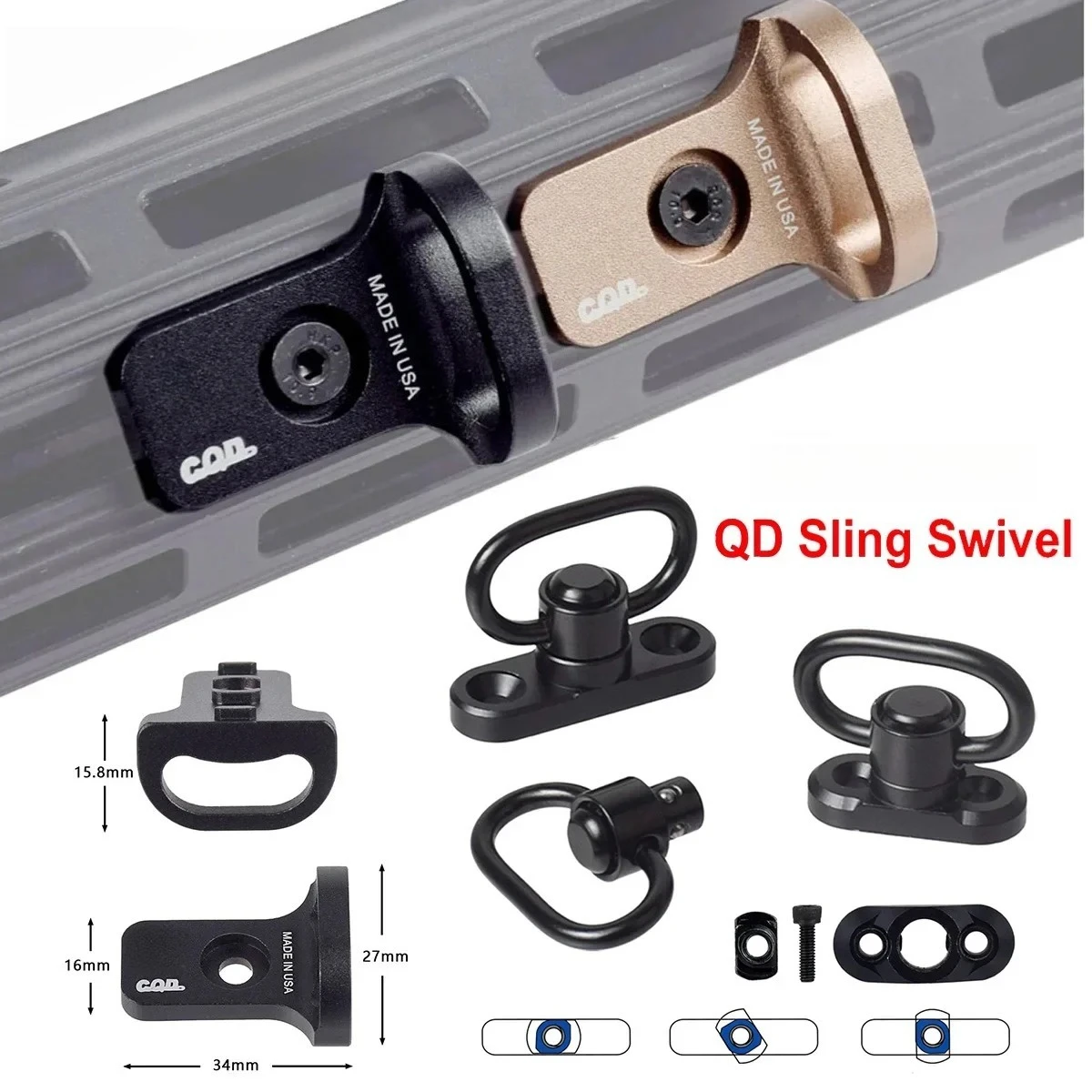 Anillas tácticas RSA M-LOK QD para riel Picatinny 20mm - imagen 5