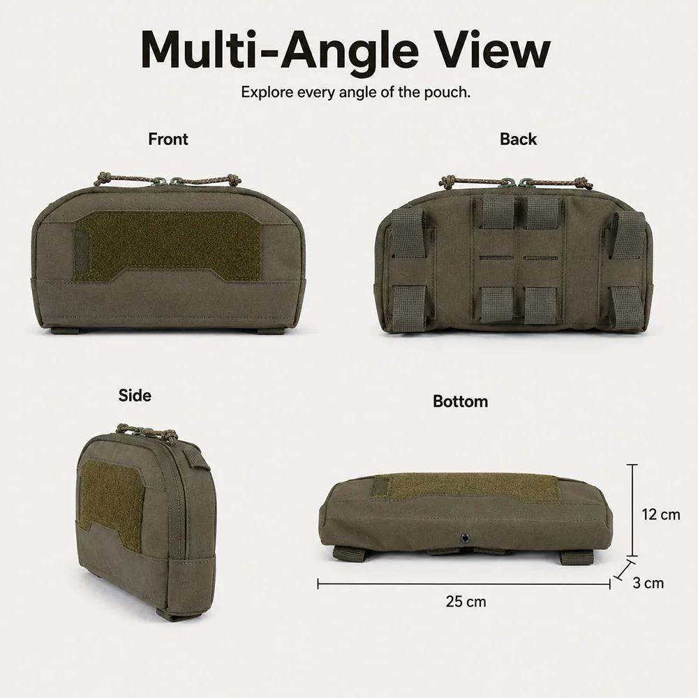 Bolsa táctica MOLLE compacta con insertos de velcro y cordón