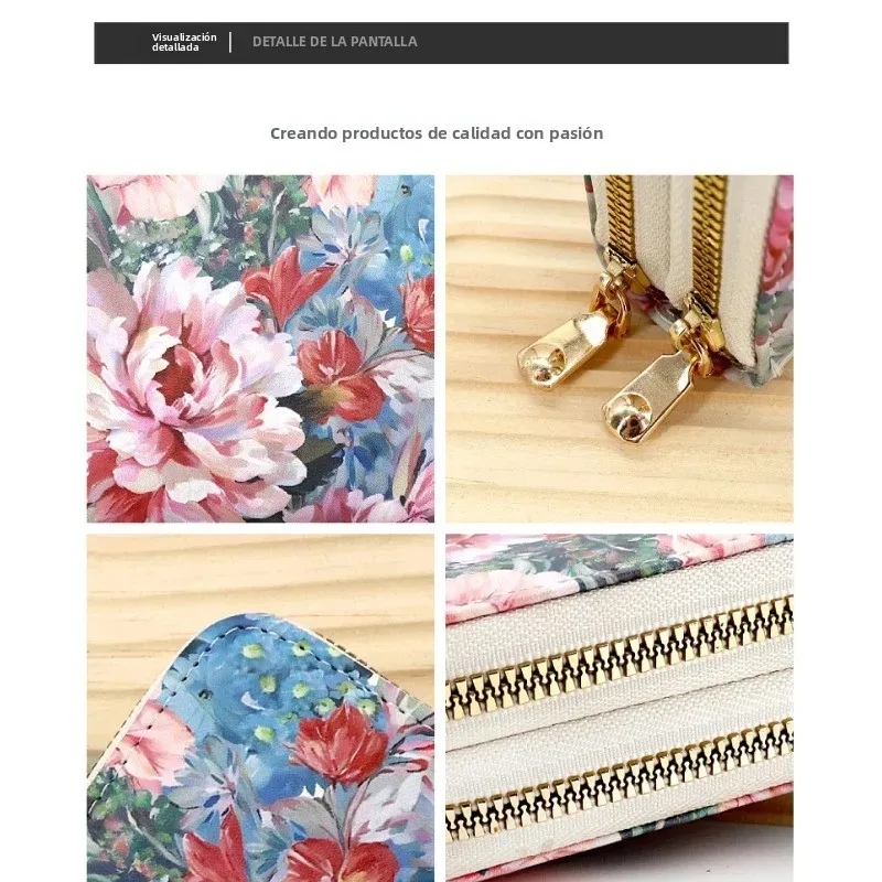 Guofeng Cartera táctica mujer RFID cremallera y ranuras para tarjetas