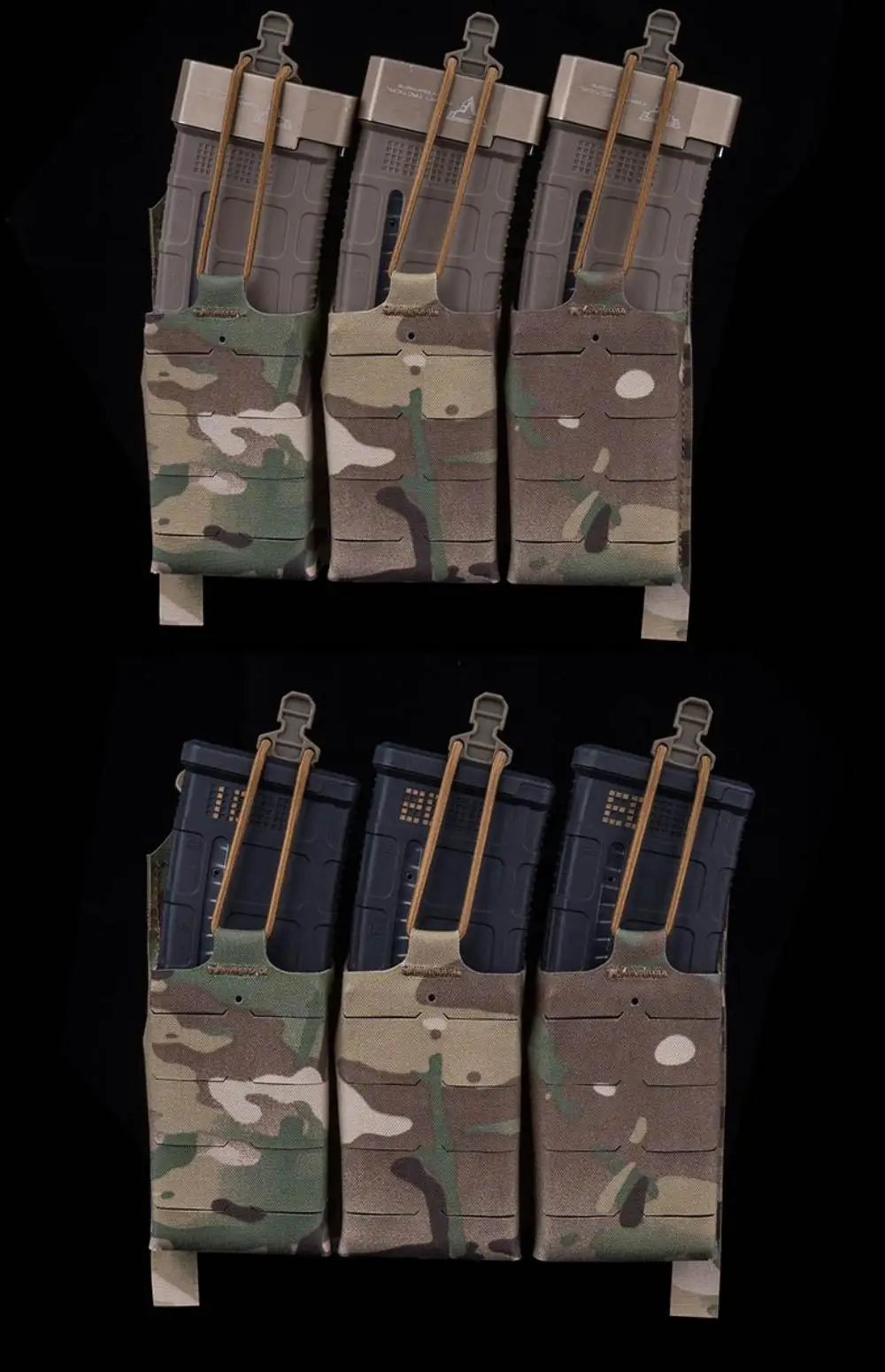 Portacargadores táctico triple para airsoft con sistema de retención elástica