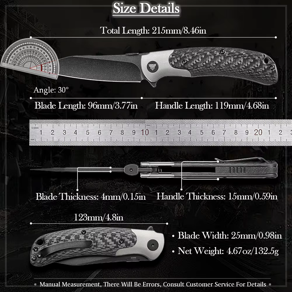 TRIVISA cuchillo plegable EDC S35VN titanio para camping y caza - imagen 3