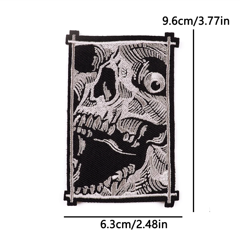 Parche termoadhesivo calavera diablo terror punk con llamas para ropa
