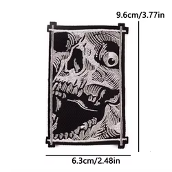 Parche termoadhesivo calavera diablo terror punk con llamas para ropa