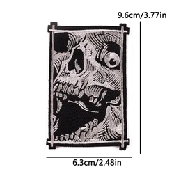 Parche termoadhesivo calavera diablo terror punk con llamas para ropa