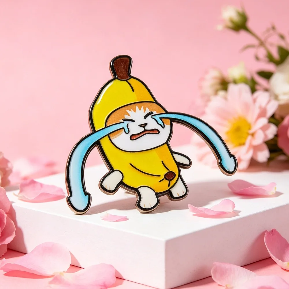 Pin esmaltado gato meme banana – Solapa mochila decoración - imagen 4