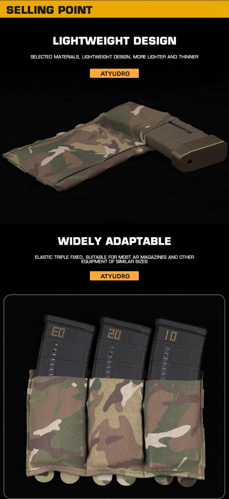 Bolsa táctica Triple Mag con chaleco MOLLE