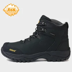 Botas de senderismo RAN de cuero vacuno para hombre, caza y montaña