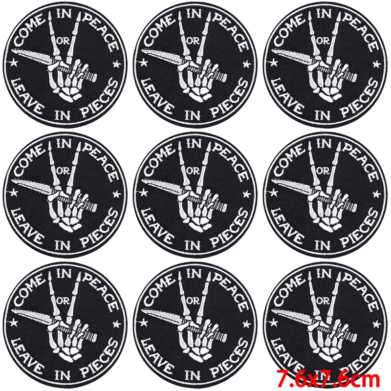 Parche bordado calavera Punk Hip Hop – insignia termoadhesiva táctica