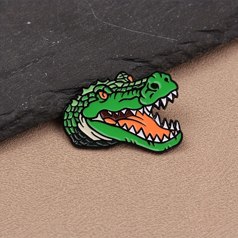 Broche de cocodrilo estilo antiguo en aleación tipo insignia - imagen 3