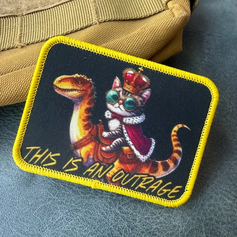 Parche táctico velcro gato y dinosaurio frase Esto es una broma - imagen 4